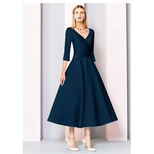 JJs House Navy Blue V-Neck Midi Dress